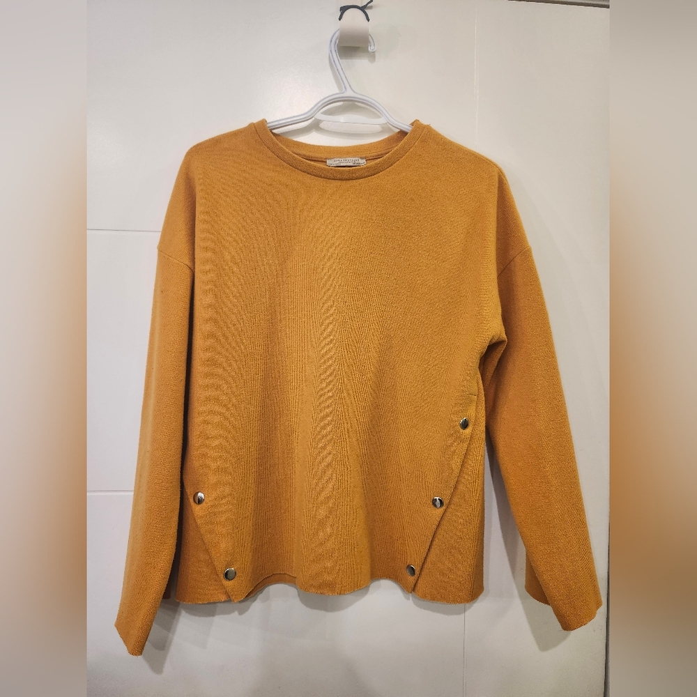 Women's Mustard Sweater with Button Detail